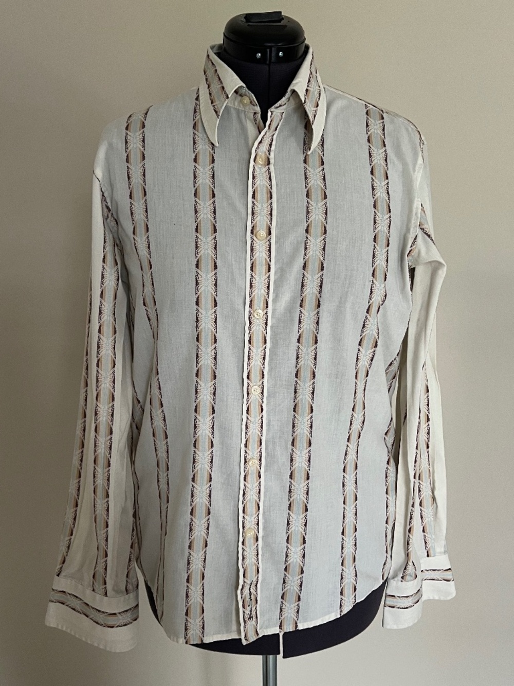 Ben Sherman Beige/Creme Vintage Men Casual Long Sleeve Button Size L